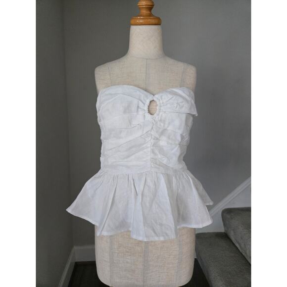 NWT Dissh Birchley White Linen Ring Strapless Top Size US 6 - Picture 1 of 5